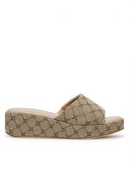 Nine West Klapki WFA2789-1 Beżowy. Brązowe klapki damskie Nine West, bez wzorów, z materiału, bez obcasa. Za 179.99 zł.