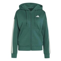Bluza Adidas Sport W 3S Fl Fz Hd Damskie. Zielone kurtki do biegania damskie Adidas, m, bez wzorów, z bawełny, z kapturem. Za 335.99 zł.