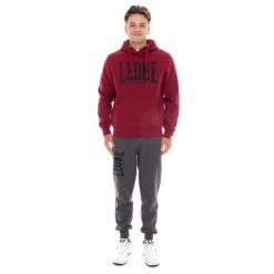 Bluza z bawełna z kaptur na co dzień na siłownię. Czerwone bluzy sportowe męskie LEONE 1947 APPAREL, bez wzorów, z bawełny, sportowe, bez kołnierzyka, bez ramiączek. W wyprzedaży za 235.76 zł.