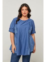 Curvy Lady Bluzka w kolorze niebieskim rozmiar: 48/50. Niebieskie bluzki damskie Curvy Lady, bez wzorów, klasyczne, bez kołnierzyka, bez ramiączek. Za 122.96 zł.