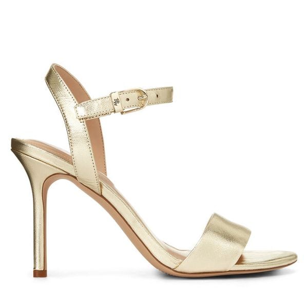 Sandały LAUREN RALPH LAUREN. Żółte sandały damskie Lauren Ralph Lauren, bez wzorów, bez obcasa, na szpilce. Za 479.99 zł.