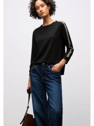 Street One Bluzka w kolorze czarnym rozmiar: 40. Czarne bluzki damskie Street One, bez wzorów, street, bez kołnierzyka, bez ramiączek. Za 100.04 zł.