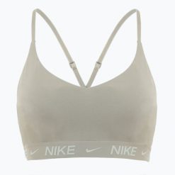 Biustonosz treningowy Nike Dri-Fit Indy Light Support. Brązowe biustonosze sportowe damskie Nike, bez wzorów. Za 149.99 zł.