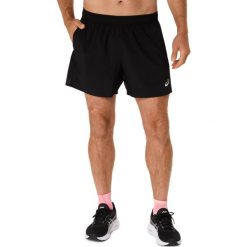 5-calowe spodenki Asics Core. Czarne szorty męskie Asics, bez wzorów, z materiału, sportowe. Za 239.00 zł.