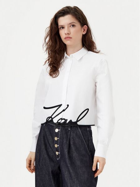 KARL LAGERFELD Koszula A1W11002 Biały Regular Fit. Białe koszule damskie Karl Lagerfeld, bez wzorów, z bawełny, bez kołnierzyka, bez ramiączek. Za 632.99 zł.