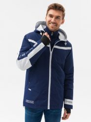 Sportowa kurtka męska - ciemnoniebieska V4. Niebieskie kurtki treningowe męskie Ombre Clothing, m, bez wzorów, z poliesteru. W wyprzedaży za 109.99 zł.