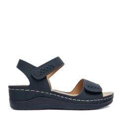 Sandały Go Soft. Niebieskie sandały damskie GO SOFT, bez wzorów, bez obcasa, na koturnie. Za 119.99 zł.