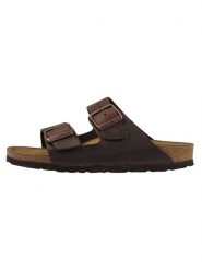 Birkenstock Skórzane klapki "Arizona" w kolorze brązowym rozmiar: 39. Brązowe klapki damskie Birkenstock, bez wzorów, bez obcasa. Za 409.45 zł.