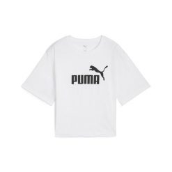 Damska luźna koszulka z logo NO.1 ESS Cropped PUMA. Białe bluzki damskie Puma, bez wzorów, z jeansu, bez ramiączek. Za 99.00 zł.