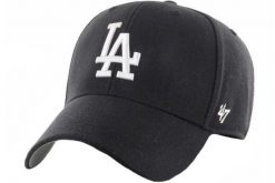 Czapka z daszkiem do baseball'u Los Angeles Dodgers czarna OSFM. Czarne czapki męskie 47 Brand, bez wzorów, z materiału. Za 99.99 zł.
