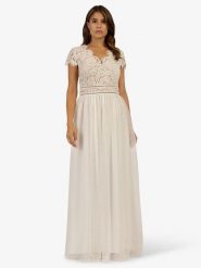 APART Sukienka w kolorze kremowym rozmiar: 40. Brązowe sukienki damskie Apart, bez wzorów, z koronki, bez kołnierzyka, bez ramiączek, maxi. Za 260.99 zł.