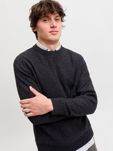 Jack & Jones Sweter w kolorze antracytowym rozmiar: M. Czarne swetry męskie Jack & Jones, m, bez wzorów, z bawełny, bez kołnierzyka. Za 119.95 zł.
