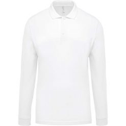 Koszulka polo z długim rękawem Kariban blanc. Białe koszulki polo męskie KARIBAN, m, bez wzorów, z żakardem, bez ramiączek. Za 113.00 zł.