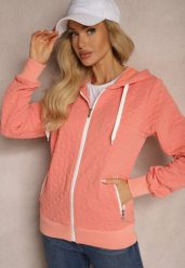 Różowa Bluza z Bawełną i Kapturem na Suwak Arsetia. Czerwone bluzy z kapturem damskie Renee, l, z bawełny. Za 79.99 zł.