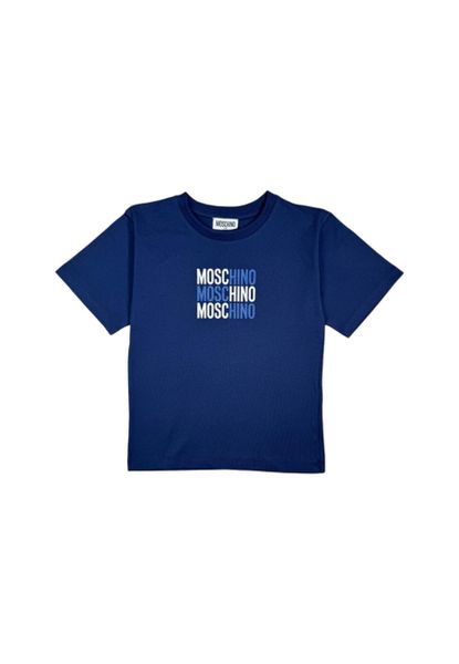 T-shirt Moschino H5M05G blue. Niebieskie t-shirty męskie MOSCHINO, l, bez wzorów, z materiału, bez kołnierzyka. Za 447.05 zł.