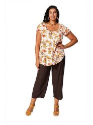 Aller Simplement Koszulka w kolorze biało-pomarańczowym rozmiar: 42/44. Białe bluzki damskie Aller Simplement, bez wzorów, z wiskozy, klasyczne, bez kołnierzyka, bez ramiączek. Za 105.63 zł.