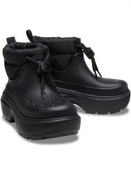 Crocs Botki zimowe "Stomp Puff" w kolorze czarnym rozmiar: 36/37. Czarne botki damskie Crocs, na zimę, bez obcasa, bez zapięcia. Za 262.29 zł.