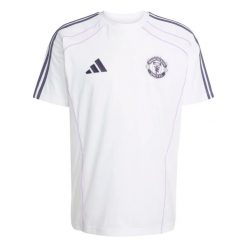 Koszulka Manchester United UBP 2025/26. Białe t-shirty sportowe męskie Adidas, xl, z dżerseju, bez ramiączek, do piłki nożnej. Za 216.00 zł.
