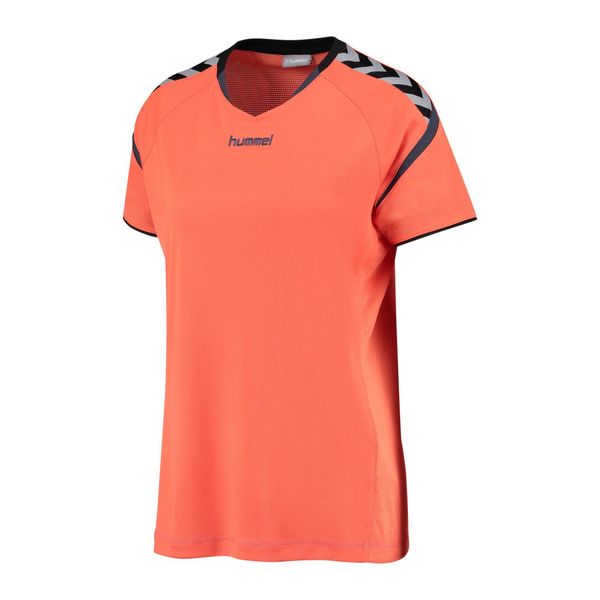 Koszulka sportowa damska T-shirtAuthentic Charge S/S Poly Jersey Woman. Brązowe bluzki sportowe damskie HUMMEL, m, z jersey, bez kołnierzyka, bez ramiączek. Za 52.99 zł.