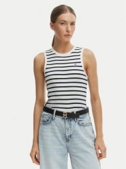 Tommy Hilfiger Top WW0WW47806 Écru Slim Fit. Białe topy damskie Tommy Hilfiger, xxs, bez wzorów, z bawełny, bez kołnierzyka. Za 129.99 zł.