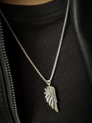 Uomo Srebrny naszyjnik z zawieszką - dł. 55 cm rozmiar: onesize. Szare biżuteria dla mężczyzn Uomo, srebrne. Za 217.53 zł.