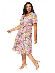 Aller Simplement Sukienka w kolorze jasnoróżowo-oliwkowym rozmiar: 50/52. Różowe sukienki damskie Aller Simplement, bez wzorów, z tkaniny, bez kołnierzyka, bez ramiączek, midi. Za 86.99 zł.