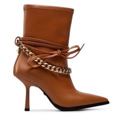 Botki Rage Age. Brązowe botki damskie Rage Age, bez obcasa, na szpilce, bez zapięcia. Za 649.99 zł.