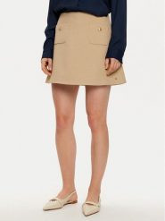 Tommy Hilfiger Spódnica mini WW0WW44994 Beżowy Regular Fit. Brązowe spódniczki damskie Tommy Hilfiger, bez wzorów, z syntetyku, mini. Za 329.99 zł.
