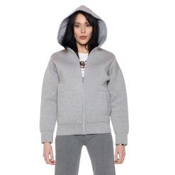 Bluza z kaptur na co dzień na siłownię. Niebieskie bluzy sportowe damskie LEONE 1947 APPAREL, z bawełny. W wyprzedaży za 224.31 zł.