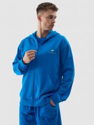 4F Bluza dresowa rozpinana z kapturem z bawełny organicznej męska - kobaltowa 3XL. Niebieskie bluzy z kapturem męskie 4f, l, z bawełny. W wyprzedaży za 139.99 zł.