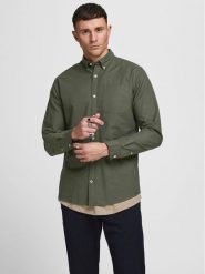 Jack & Jones Koszula 12182486 Zielony Slim Fit. Zielone koszule męskie Jack & Jones, m, bez wzorów, z bawełny, bez kołnierzyka, bez ramiączek. Za 139.99 zł.