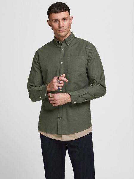 Jack & Jones Koszula 12182486 Zielony Slim Fit. Zielone koszule męskie Jack & Jones, m, bez wzorów, z bawełny, bez kołnierzyka, bez ramiączek. Za 139.99 zł.