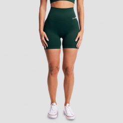 Szorty damskie fitness bezszwowe slim GymBabe Forest. Zielone spodenki sportowe damskie GYMBEAM, s, z elastanu, do biegania. Za 97.90 zł.