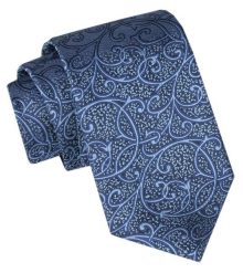 Męski Krawat - Alties - Orientalny Wzór, Kolor Niebieski. Niebieskie krawaty i muchy męskie Alties, bez wzorów, z tkaniny, eleganckie. Za 49.00 zł.