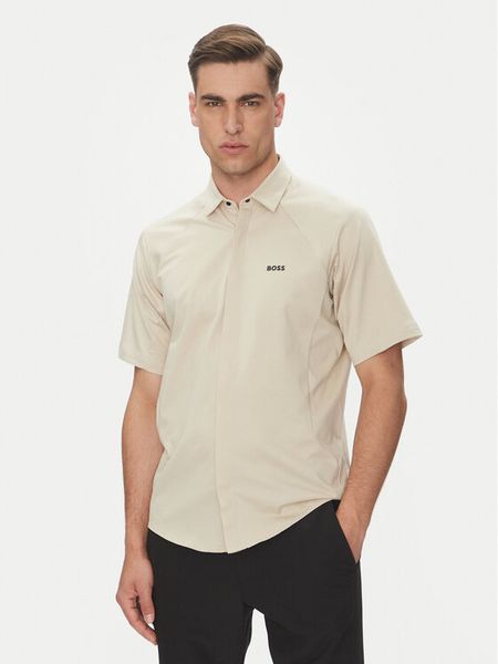 BOSS Koszula Excurse 50540196 Beżowy Regular Fit. Brązowe koszule męskie Boss, l, bez wzorów, z bawełny, bez kołnierzyka, bez ramiączek. Za 389.99 zł.