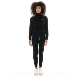 Bluza z bawełna z zamek błyskawiczny na co dzień. Czarne bluzy bez kaptura damskie LEONE 1947 APPAREL, bez wzorów, z bawełny, bez ramiączek, bez kaptura. W wyprzedaży za 191.51 zł.