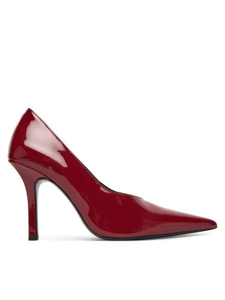 Patrizia Pepe Szpilki 8Z0106 L125 Czerwony. Czerwone szpilki Patrizia Pepe, bez wzorów, z lakierowanej skóry, bez obcasa. Za 969.99 zł.