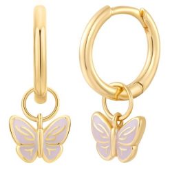 Glanzstücke München Srebrne kolczyki kreolki Motyl Srebro wysokiej próby Żółte złoto Kolczyki koła 1 ct Damski. Szare kolczyki damskie Glanzstücke München, pozłacane. Za 249.99 zł.