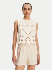 TWINSET Top 251TT2165 Beżowy Loose Fit. Brązowe topy damskie Twinset, bez wzorów, z bawełny, bez kołnierzyka. Za 739.99 zł.