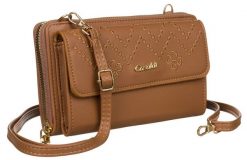 Portfel listonoszka 2w1 Cavaldi PU M-13-8000 Beige beżowy. Brązowe portfele damskie 4U Cavaldi, z aplikacjami, ze skóry ekologicznej. Za 38.99 zł.