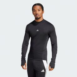 Koszulka z długim rękawem TECHFIT COLD.RDY. Czarne bielizna termoaktywna męska Adidas, bez wzorów, z materiału. Za 146.99 zł.