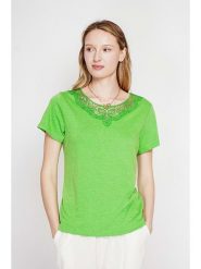 Le Jardin du Lin Koszulka w kolorze zielonym rozmiar: 40. Zielone t-shirty damskie Le jardin du lin, bez wzorów, z koronki, bez kołnierzyka. Za 65.99 zł.