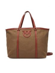 PINKO Torebka Miranda Shopper Classic PE 25 PLTT 104714 A2G2 Khaki. Brązowe shopper bag damskie Pinko, bez wzorów, z materiału, bez dodatków. Za 509.99 zł.