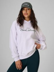 4F Bluza dresowa loose z kapturem damska - biała XS. Białe bluzy sportowe damskie 4f, xs, z bawełny. Za 169.99 zł.