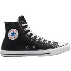 Trampki Converse Chuck Taylor HI Leather, Dla obu płci. Czarne trampki i tenisówki damskie Converse, bez wzorów, ze skóry. Za 490.00 zł.