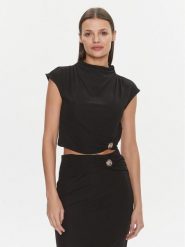 Guess Bluzka W4RP40 KAQL2 Czarny Slim Fit. Czarne bluzki damskie Guess, l, z aplikacjami, bez ramiączek. Za 129.99 zł.