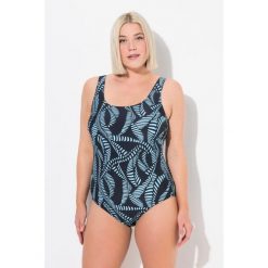 Damskie Kostium kąpielowy wzór roślinny bez miękkich miseczek okrągły dekolt. Czarne stroje jednoczęściowe damskie Ulla Popken, plus size, bez wzorów, plus size. W wyprzedaży za 159.99 zł.