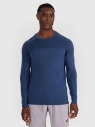 KOSZULKA BEZSZWOWA MĘSKA 4F LONGSLEEVE SZYBKOSCHNĄCA TFLOM404 S/M. Niebieskie t-shirty sportowe męskie 4f, m, z materiału, bez ramiączek, na fitness i siłownię. Za 102.19 zł.