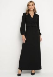 Czarna Rozkloszowana Sukienka Ozdobiona Paskiem w Talii Felirith. Czarne sukienki damskie Born2be, na co dzień, l, bez wzorów, eleganckie, bez kołnierzyka, bez ramiączek, maxi, rozkloszowane. W wyprzedaży za 151.99 zł.