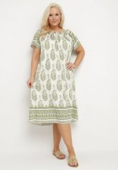Zielona Wiskozowa Sukienka ze Wzorem Boho Ellivra. Zielone sukienki damskie Born2be, na co dzień, xl, z aplikacjami, z jeansu, boho, bez kołnierzyka, bez ramiączek, midi. W wyprzedaży za 63.99 zł.